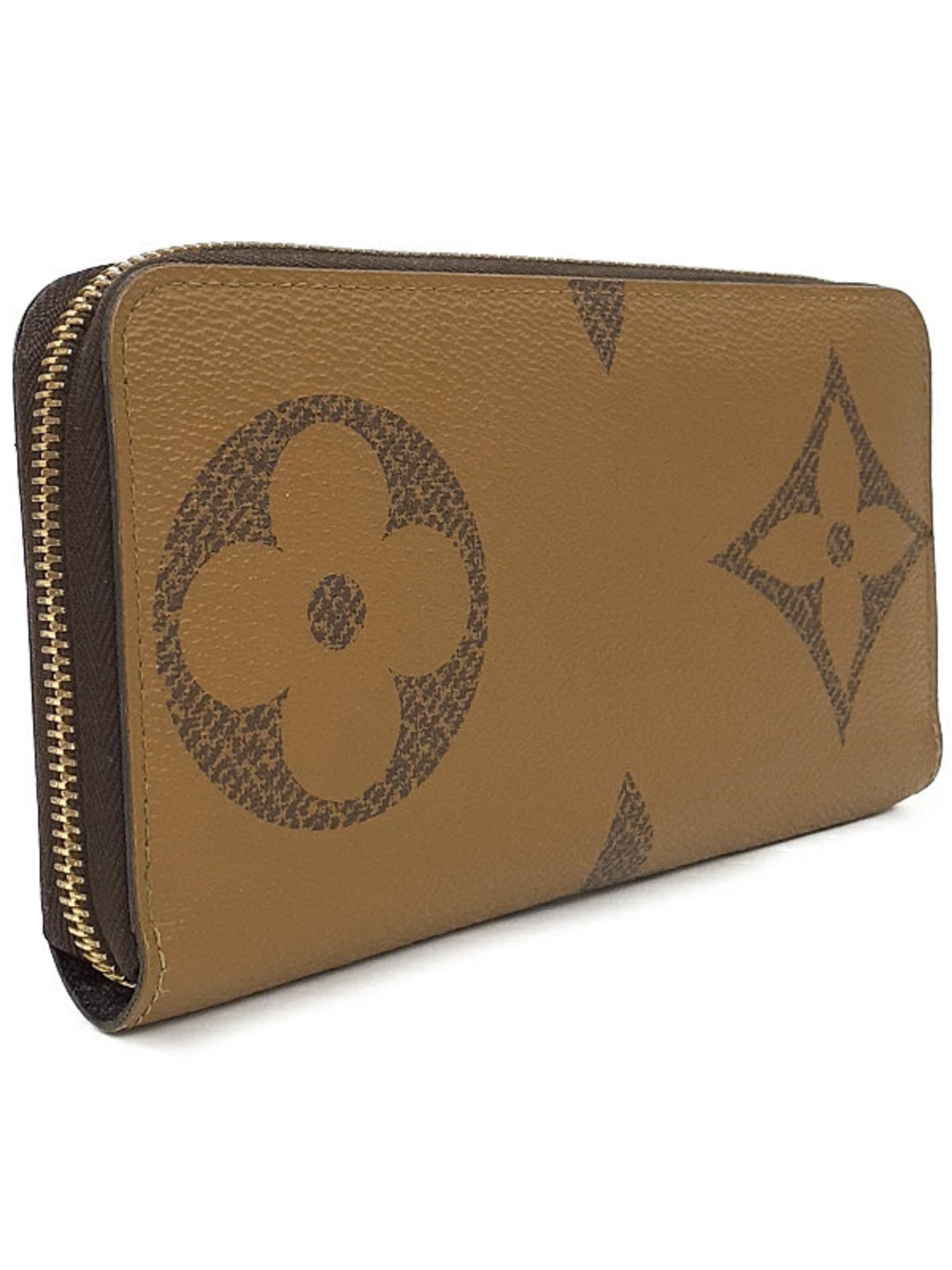 Louis Vuitton Round Zipper Reverse Giant Monogram Zippy Long Wallet Brown